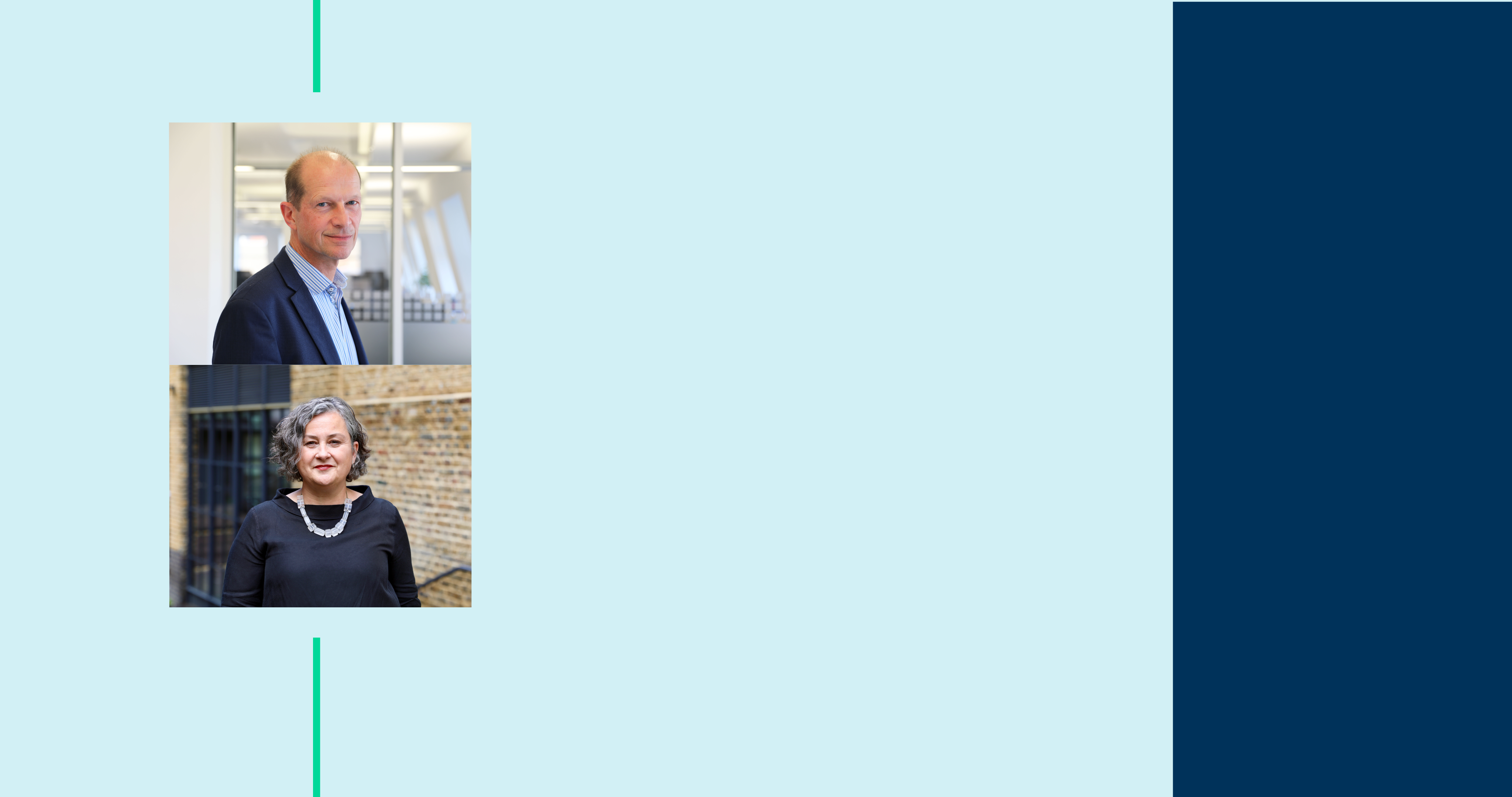 Professor Paul Moss OBE, Chair of the Board of Trustees, and Dr Angela Hind, Chief Executive.
