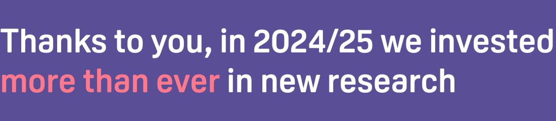 Thanks to you, in 2024/25 we invested more than ever in new research